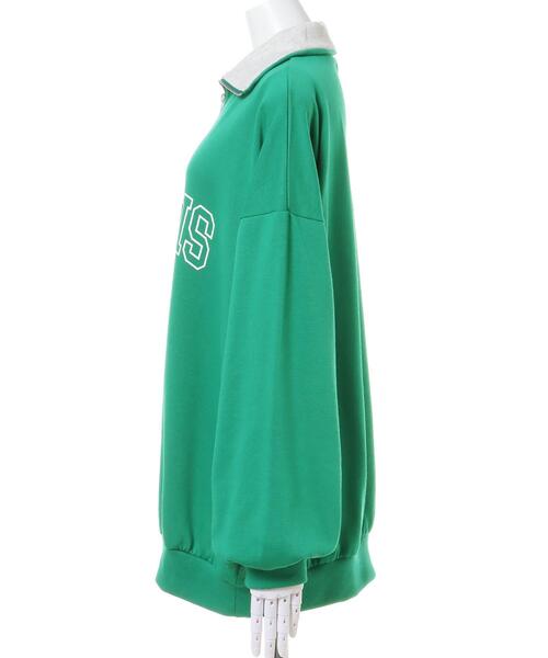 INGNI（イング）の「ハーフZIPロゴ配色スウェットトップス（Tシャツ/カットソー・レディース・ネイビー/グリーン/オートミール/ベージュ系3・M）」の15枚目の写真