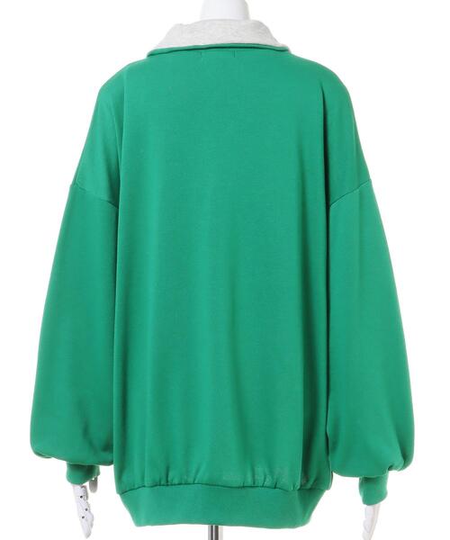 INGNI（イング）の「ハーフZIPロゴ配色スウェットトップス（Tシャツ/カットソー・レディース・ネイビー/グリーン/オートミール/ベージュ系3・M）」の14枚目の写真