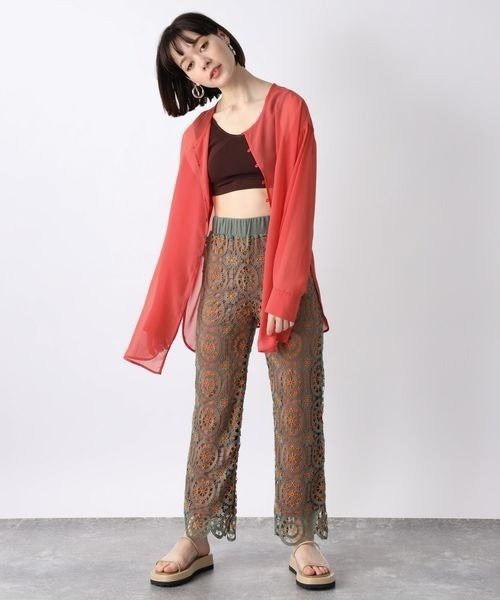 JEANASIS(ジーナシス)の「2WAYシアープルオーバーLS/276771(シャツ/ブラウス・レディース・ホワイト/ブラック/レッド・FREE)」の4枚目の写真