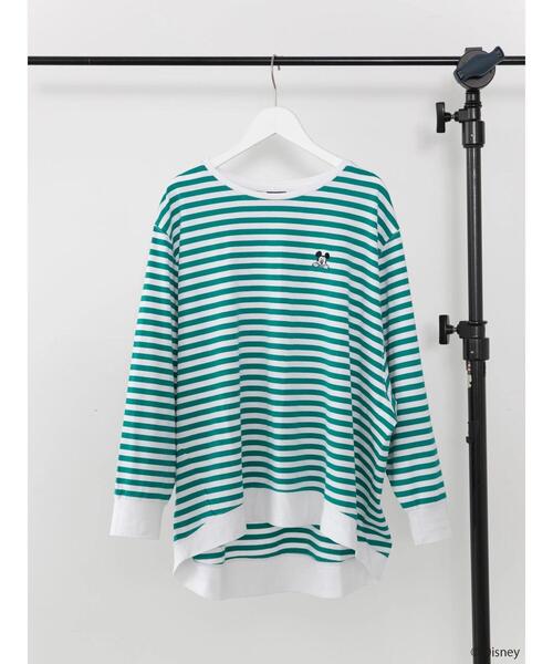 Disney（ディズニー）の「刺繍ボーダーカットプルオーバー/Mickey（Tシャツ/カットソー・レディース・ピンク/グリーン/ネイビー・FREE）」の16枚目の写真