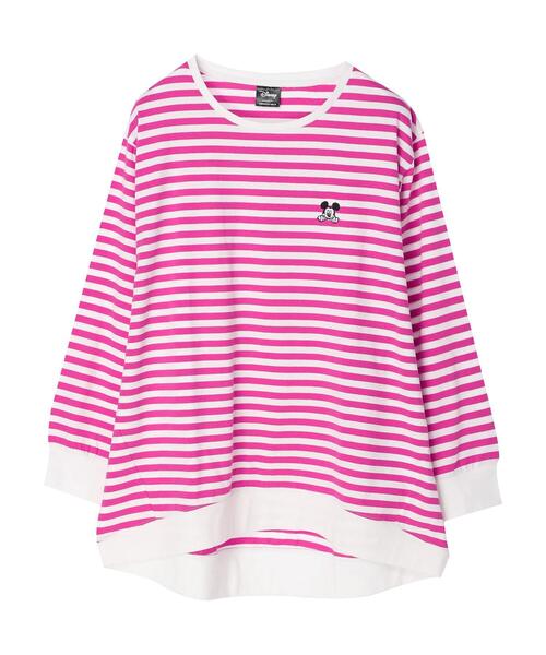 Disney（ディズニー）の「刺繍ボーダーカットプルオーバー/Mickey（Tシャツ/カットソー・レディース・ピンク/グリーン/ネイビー・FREE）」の6枚目の写真