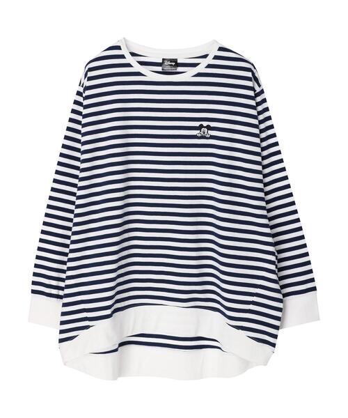 Disney（ディズニー）の「刺繍ボーダーカットプルオーバー/Mickey（Tシャツ/カットソー・レディース・ピンク/グリーン/ネイビー・FREE）」の4枚目の写真