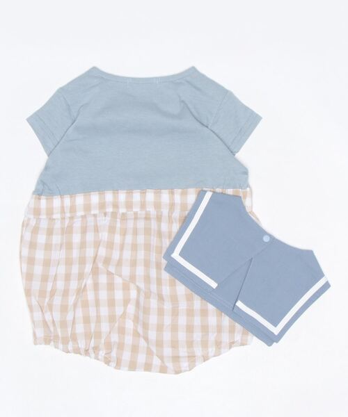 b・ROOM(ビールーム)の「カバーオール&スタイセット(チェック)(ロンパース・キッズ・オフホワイト/ベージュ/ブルーグレー・80cm/70cm)」の9枚目の写真