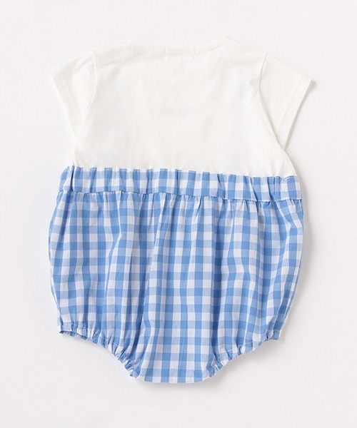 b・ROOM(ビールーム)の「カバーオール&スタイセット(チェック)(ロンパース・キッズ・オフホワイト/ベージュ/ブルーグレー・80cm/70cm)」の4枚目の写真