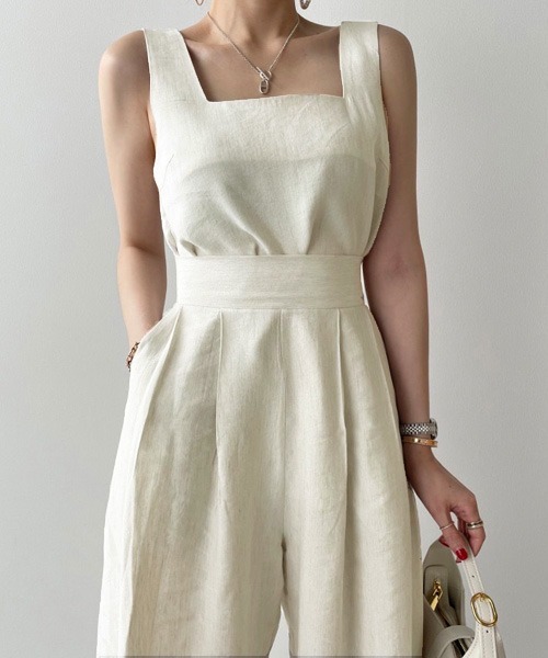 Chaco closet(チャコ クローゼット)の「【セットアップ】ウエストタックパンツ&ノースリーブブラウスセット(セットアップ・レディース・ブラック/ベージュ/グレー/アイボリー・FREE)」の15枚目の写真