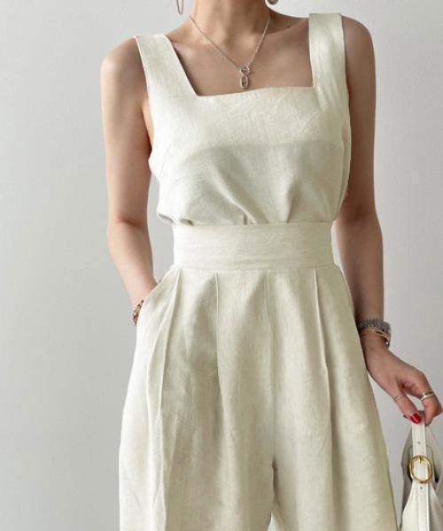 Chaco closet(チャコ クローゼット)の「【セットアップ】ウエストタックパンツ&ノースリーブブラウスセット(セットアップ・レディース・ブラック/ベージュ/グレー/アイボリー・FREE)」の12枚目の写真