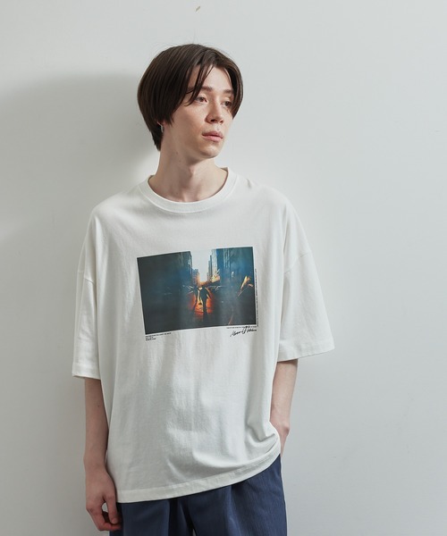 JUNRED（ジュンレッド）の「フォトプリントTシャツ（Tシャツ/カットソー・メンズ・ホワイト/パープル/ブルー・S/M/L）」の2枚目の写真