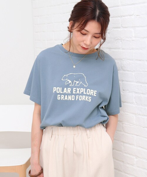 SHOO・LA・RUE(シューラルー)の「◆【S-L】アニマルプリントTシャツ(Tシャツ/カットソー・レディース・ブルー/アイボリー・03/01/02)」の1枚目の写真