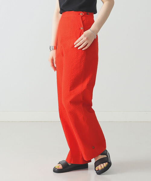 Demi-Luxe BEAMS（デミルクス ビームス）の「Demi-Luxe BEAMS / サッカー タブ付き パンツ（その他パンツ・レディース・ブラック/その他/レッド・38/36）」の4枚目の写真