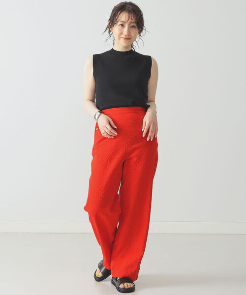 Demi-Luxe BEAMS（デミルクス ビームス）の「Demi-Luxe BEAMS / サッカー タブ付き パンツ（その他パンツ・レディース・ブラック/その他/レッド・38/36）」の5枚目の写真