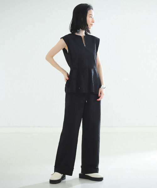 Demi-Luxe BEAMS（デミルクス ビームス）の「Demi-Luxe BEAMS / サッカー タブ付き パンツ（その他パンツ・レディース・ブラック/その他/レッド・38/36）」の12枚目の写真