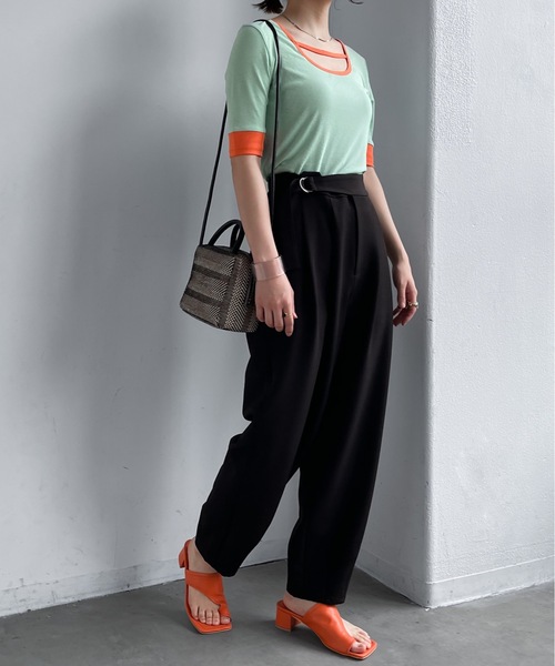 Solace(ソレイス)の「UネックバイカラーリンガーT/前後2WAY(Tシャツ/カットソー・レディース・ホワイト/パープル/レッド/ライトグリーン・FREE)」の21枚目の写真