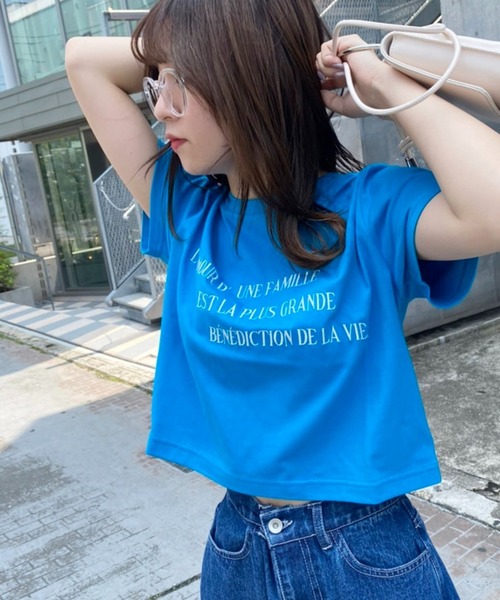 one after another NICE CLAUP(ワンアフターアナザーナイスクラップ)の「ロゴ刺しゅうTee(Tシャツ/カットソー・レディース・ホワイト/ピンク/オレンジ/ブルー/スミクロ・FREE)」の3枚目の写真