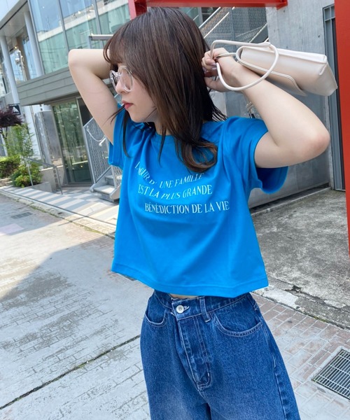 one after another NICE CLAUP(ワンアフターアナザーナイスクラップ)の「ロゴ刺しゅうTee(Tシャツ/カットソー・レディース・ホワイト/ピンク/オレンジ/ブルー/スミクロ・FREE)」の9枚目の写真