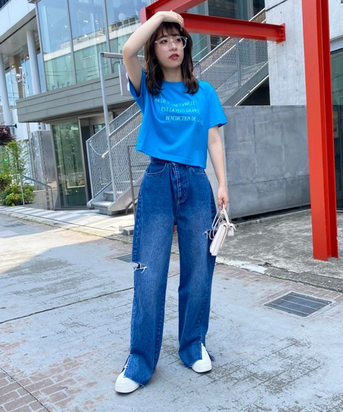 one after another NICE CLAUP(ワンアフターアナザーナイスクラップ)の「ロゴ刺しゅうTee(Tシャツ/カットソー・レディース・ホワイト/ピンク/オレンジ/ブルー/スミクロ・FREE)」の14枚目の写真