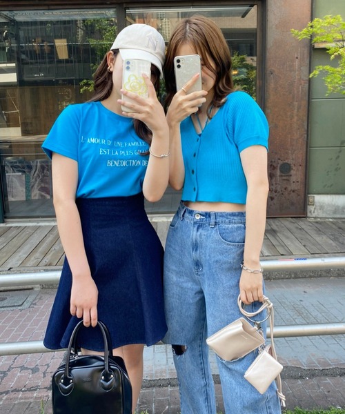 one after another NICE CLAUP(ワンアフターアナザーナイスクラップ)の「ロゴ刺しゅうTee(Tシャツ/カットソー・レディース・ホワイト/ピンク/オレンジ/ブルー/スミクロ・FREE)」の8枚目の写真