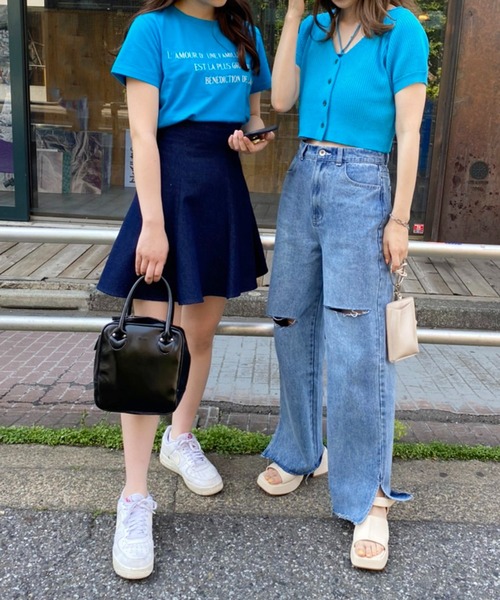one after another NICE CLAUP(ワンアフターアナザーナイスクラップ)の「ロゴ刺しゅうTee(Tシャツ/カットソー・レディース・ホワイト/ピンク/オレンジ/ブルー/スミクロ・FREE)」の13枚目の写真
