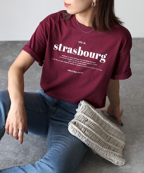 Riberry(リベリー)の「GILDAN strasbourgプリントTシャツ(Tシャツ/カットソー・レディース・ホワイト×レッド/ホワイト×グリーン/ネイビー/ホワイト×ブラック/ブラック/マルーン/チャコールグレー/オリーブ/グレー系・MEDIUM)」の9枚目の写真