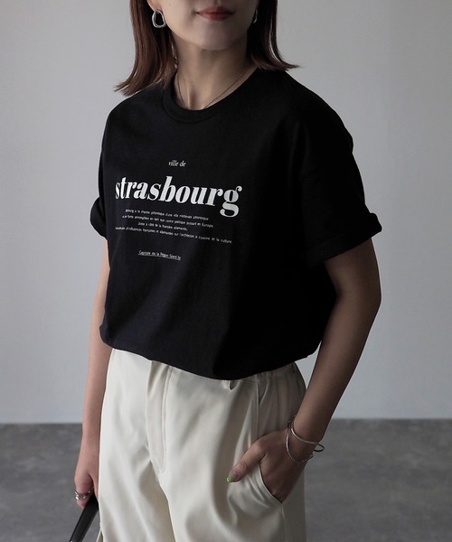 Riberry(リベリー)の「GILDAN strasbourgプリントTシャツ(Tシャツ/カットソー・レディース・ホワイト×レッド/ホワイト×グリーン/ネイビー/ホワイト×ブラック/ブラック/マルーン/チャコールグレー/オリーブ/グレー系・MEDIUM)」の10枚目の写真