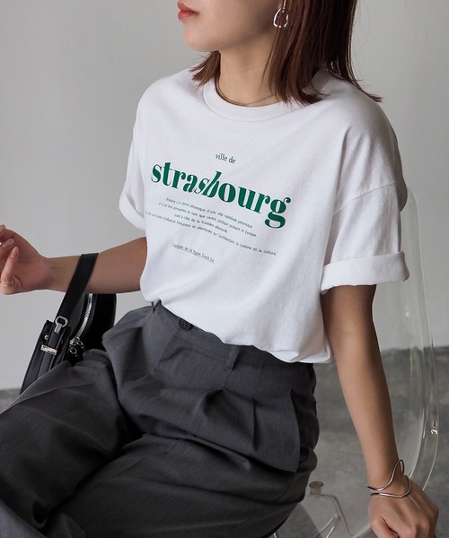 Riberry(リベリー)の「GILDAN strasbourgプリントTシャツ(Tシャツ/カットソー・レディース・ホワイト×レッド/ホワイト×グリーン/ネイビー/ホワイト×ブラック/ブラック/マルーン/チャコールグレー/オリーブ/グレー系・MEDIUM)」の13枚目の写真