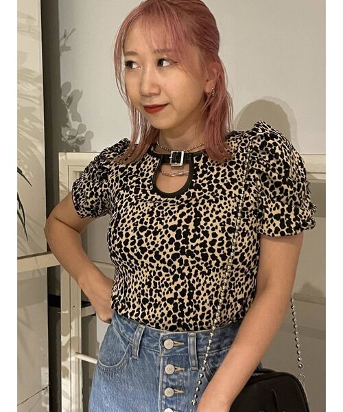 jouetie（ジュエティ）の「パイピングパワショルテレコトップス（Tシャツ/カットソー・レディース・ブラック/ベージュ/パープル/オフホワイト/オレンジ・MEDIUM）」の4枚目の写真