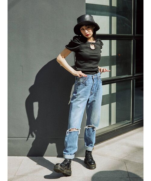 jouetie（ジュエティ）の「パイピングパワショルテレコトップス（Tシャツ/カットソー・レディース・ブラック/ベージュ/パープル/オフホワイト/オレンジ・MEDIUM）」の11枚目の写真