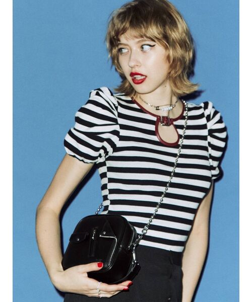 jouetie（ジュエティ）の「パイピングパワショルテレコトップス（Tシャツ/カットソー・レディース・ブラック/ベージュ/パープル/オフホワイト/オレンジ・MEDIUM）」の12枚目の写真