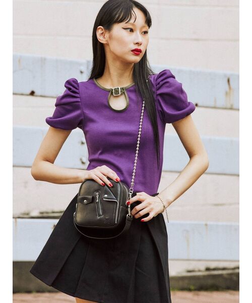 jouetie（ジュエティ）の「パイピングパワショルテレコトップス（Tシャツ/カットソー・レディース・ブラック/ベージュ/パープル/オフホワイト/オレンジ・MEDIUM）」の22枚目の写真