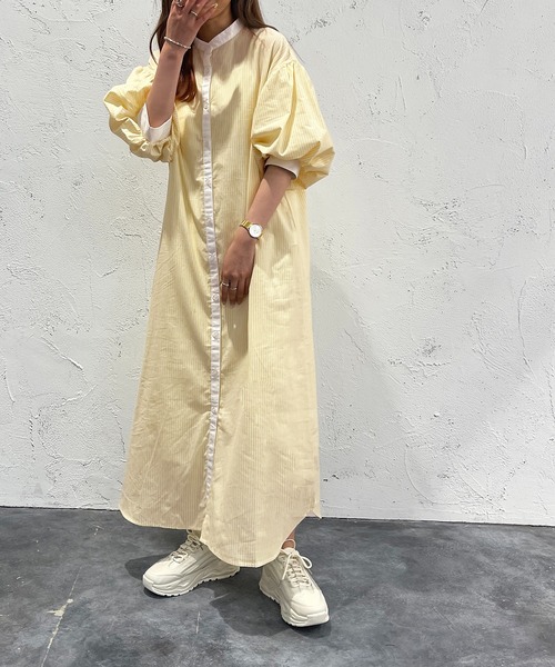 apres jour mignon（アプレジュールミニョン）の「クレリックシャツワンピース【ZOZOTOWN限定アイテム】（ワンピース・レディース・ブラック/ネイビー/オフホワイト/イエロー/ブルー系その他・X-LARGE/フリー）」の5枚目の写真