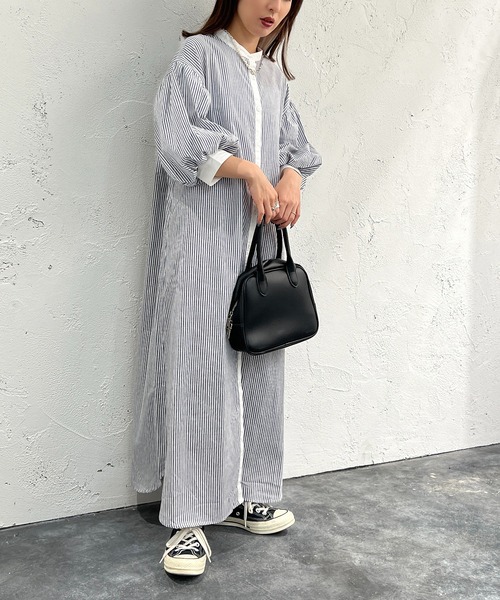 apres jour mignon（アプレジュールミニョン）の「クレリックシャツワンピース【ZOZOTOWN限定アイテム】（ワンピース・レディース・ブラック/ネイビー/オフホワイト/イエロー/ブルー系その他・X-LARGE/フリー）」の22枚目の写真