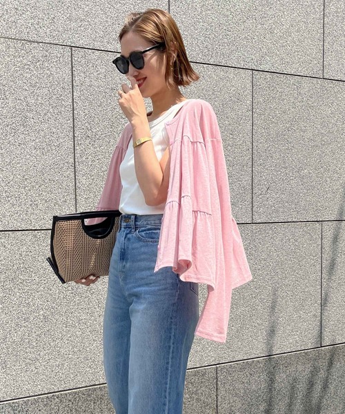 KOBE LETTUCE(コウベレタス)の「ティアードシアーニットソーカーディガン(カーディガン/ボレロ・レディース・ブラック/オフホワイト/ライトパープル/ベビーピンク/レモンイエロー・FREE)」の10枚目の写真