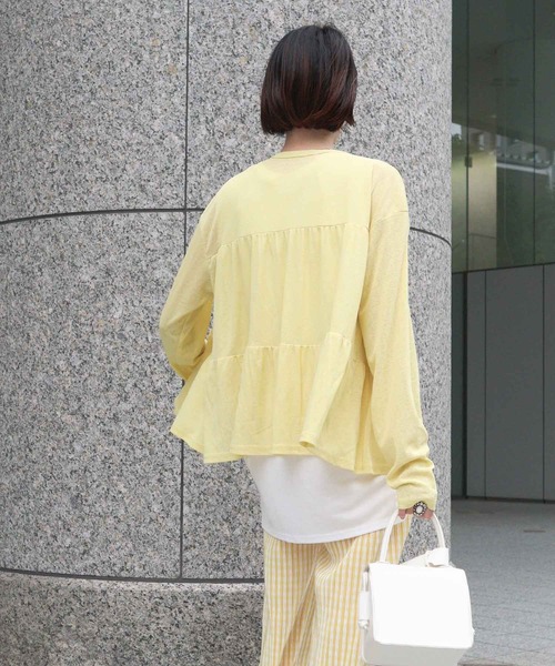 KOBE LETTUCE(コウベレタス)の「ティアードシアーニットソーカーディガン(カーディガン/ボレロ・レディース・ブラック/オフホワイト/ライトパープル/ベビーピンク/レモンイエロー・FREE)」の12枚目の写真