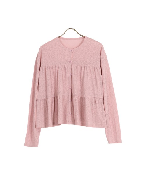 KOBE LETTUCE(コウベレタス)の「ティアードシアーニットソーカーディガン(カーディガン/ボレロ・レディース・ブラック/オフホワイト/ライトパープル/ベビーピンク/レモンイエロー・FREE)」の15枚目の写真