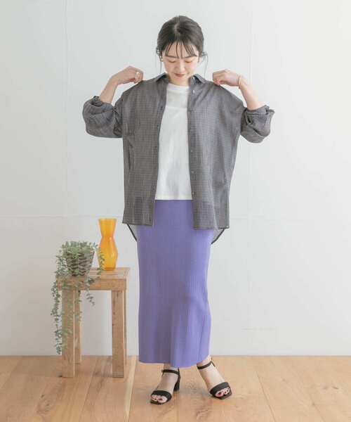 ITEMS URBANRESEARCH（アイテムズ アーバンリサーチ）の「チェックシアーオーバーシャツ（シャツ/ブラウス・レディース・ホワイト/ネイビー/グリーン・FREE）」の9枚目の写真