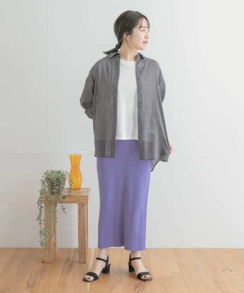 ITEMS URBANRESEARCH（アイテムズ アーバンリサーチ）の「チェックシアーオーバーシャツ（シャツ/ブラウス・レディース・ホワイト/ネイビー/グリーン・FREE）」の10枚目の写真