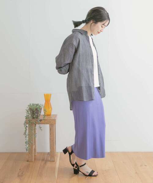 ITEMS URBANRESEARCH（アイテムズ アーバンリサーチ）の「チェックシアーオーバーシャツ（シャツ/ブラウス・レディース・ホワイト/ネイビー/グリーン・FREE）」の11枚目の写真