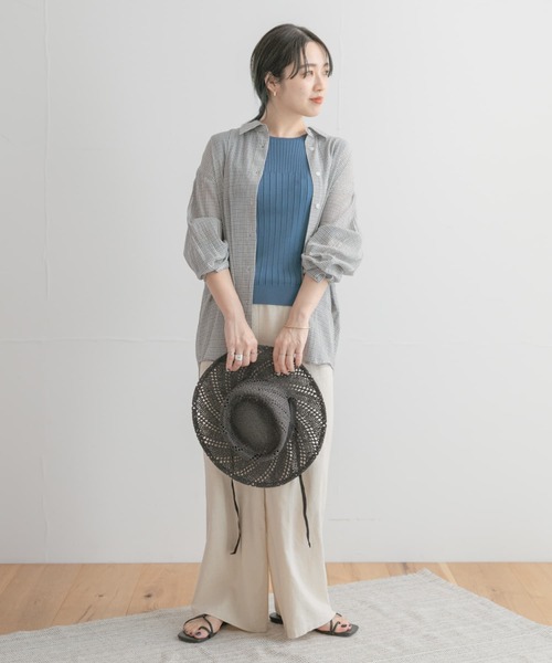 ITEMS URBANRESEARCH（アイテムズ アーバンリサーチ）の「チェックシアーオーバーシャツ（シャツ/ブラウス・レディース・ホワイト/ネイビー/グリーン・FREE）」の17枚目の写真