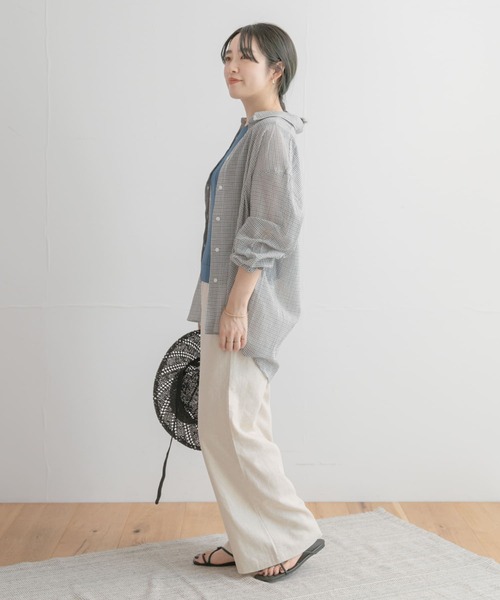 ITEMS URBANRESEARCH（アイテムズ アーバンリサーチ）の「チェックシアーオーバーシャツ（シャツ/ブラウス・レディース・ホワイト/ネイビー/グリーン・FREE）」の18枚目の写真