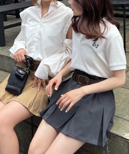 one after another NICE CLAUP(ワンアフターアナザーナイスクラップ)の「ベルト付きローライズプリーツスカート(スカート・レディース・ベージュ/ネイビー/スミクロ・FREE)」の22枚目の写真