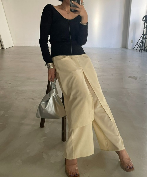 AIC.（エーアイシー）の「パッド付きバックオープンリブトップス（Tシャツ/カットソー・レディース・ブラック/ホワイト系・FREE）」の21枚目の写真