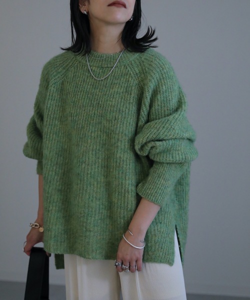 ap retro（アプレトロ）の「モヘアタッチミックスクルーネックニット / ラグランニット（ニット/セーター・レディース・オフホワイト/グリーン/杢グレー/グレイッシュベージュ/オレンジ・FREE）」の22枚目の写真