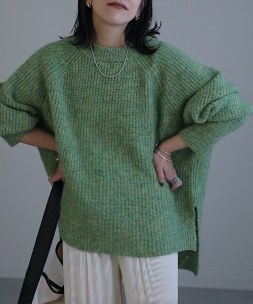 ap retro（アプレトロ）の「モヘアタッチミックスクルーネックニット / ラグランニット（ニット/セーター・レディース・オフホワイト/グリーン/杢グレー/グレイッシュベージュ/オレンジ・FREE）」の7枚目の写真