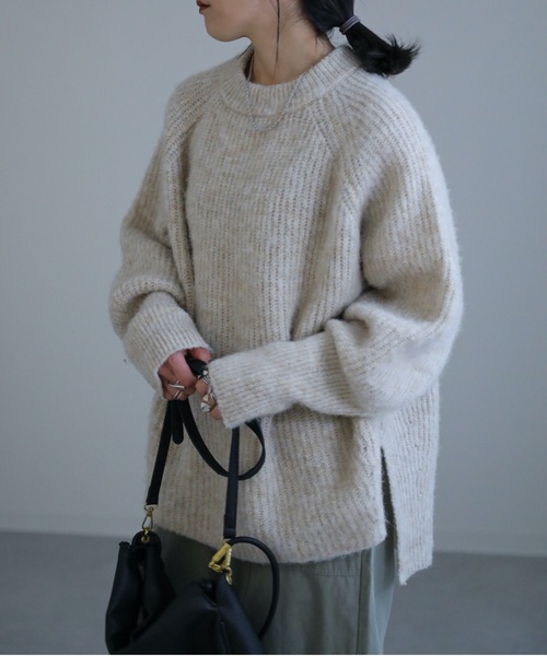 ap retro（アプレトロ）の「モヘアタッチミックスクルーネックニット / ラグランニット（ニット/セーター・レディース・オフホワイト/グリーン/杢グレー/グレイッシュベージュ/オレンジ・FREE）」の16枚目の写真