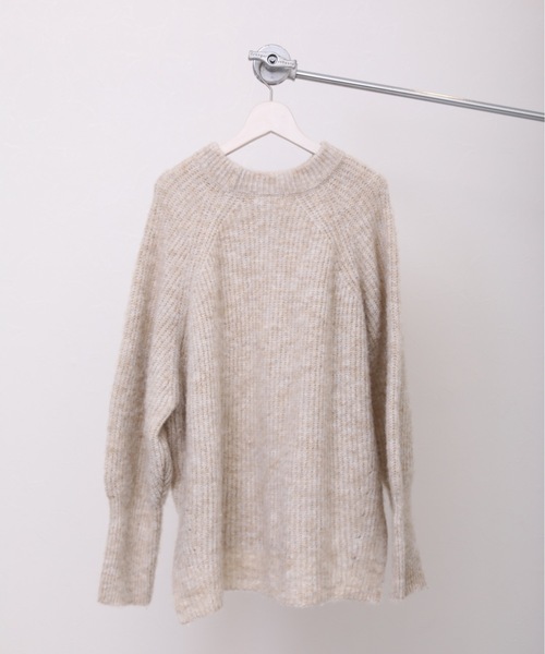 ap retro（アプレトロ）の「モヘアタッチミックスクルーネックニット / ラグランニット（ニット/セーター・レディース・オフホワイト/グリーン/杢グレー/グレイッシュベージュ/オレンジ・FREE）」の8枚目の写真