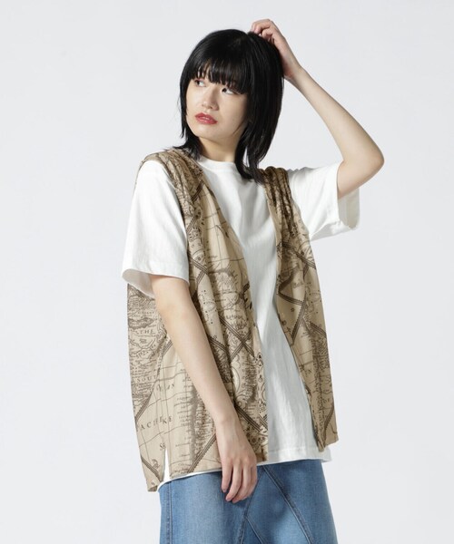 AVIREX（アヴィレックス）の「【直営店限定】 BANDANA CHART MIX CUT SHIRT/ バンダナ チャート ミックス カット シャツ（ベスト・レディース・ネイビー/ベージュ・F）」の3枚目の写真