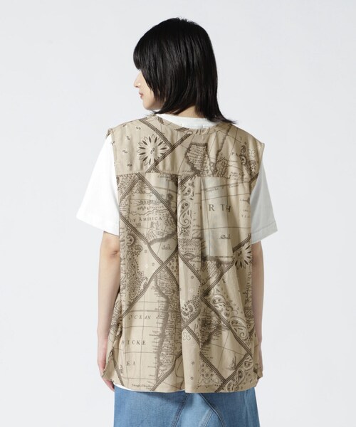 AVIREX（アヴィレックス）の「【直営店限定】 BANDANA CHART MIX CUT SHIRT/ バンダナ チャート ミックス カット シャツ（ベスト・レディース・ネイビー/ベージュ・F）」の7枚目の写真
