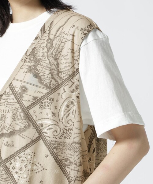 AVIREX（アヴィレックス）の「【直営店限定】 BANDANA CHART MIX CUT SHIRT/ バンダナ チャート ミックス カット シャツ（ベスト・レディース・ネイビー/ベージュ・F）」の9枚目の写真