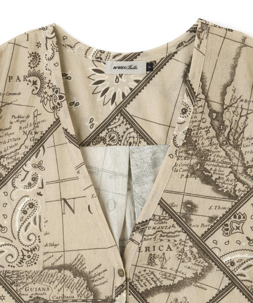 AVIREX（アヴィレックス）の「【直営店限定】 BANDANA CHART MIX CUT SHIRT/ バンダナ チャート ミックス カット シャツ（ベスト・レディース・ネイビー/ベージュ・F）」の14枚目の写真