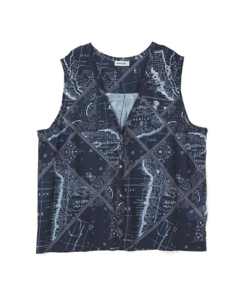 AVIREX（アヴィレックス）の「【直営店限定】 BANDANA CHART MIX CUT SHIRT/ バンダナ チャート ミックス カット シャツ（ベスト・レディース・ネイビー/ベージュ・F）」の21枚目の写真