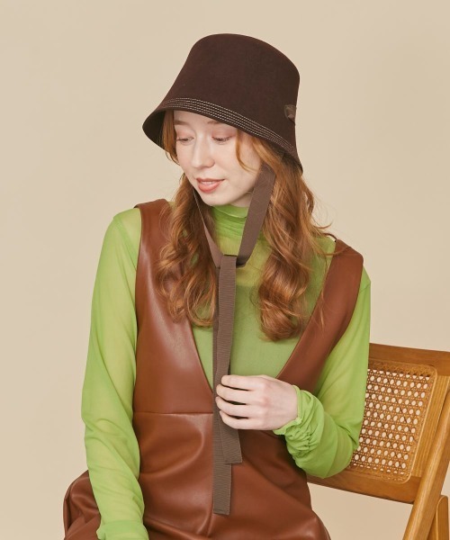 kaorinomori（カオリノモリ）の「kaorinomori カレルハット（ハット・レディース・ダークグリーン/ブラウン・M/57.5cm）」の4枚目の写真
